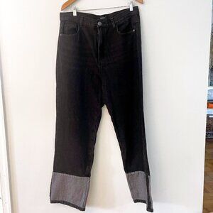 Nasty Gal Contrast Cuff Straight Leg Jeans, Size 12